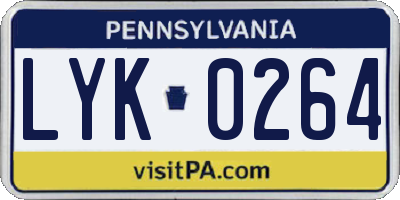 PA license plate LYK0264
