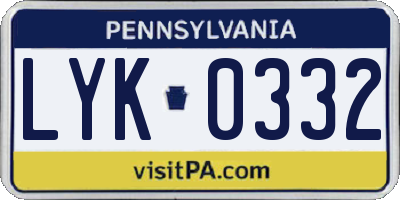 PA license plate LYK0332