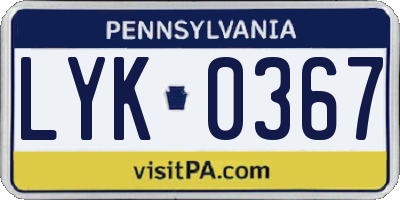 PA license plate LYK0367