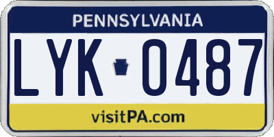 PA license plate LYK0487