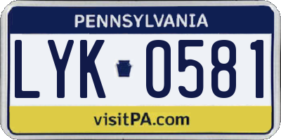 PA license plate LYK0581