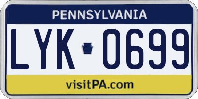 PA license plate LYK0699