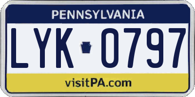PA license plate LYK0797