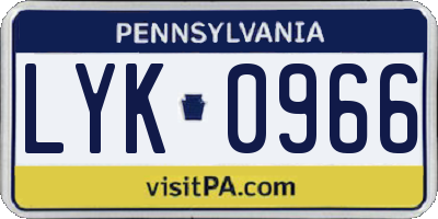 PA license plate LYK0966
