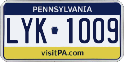 PA license plate LYK1009