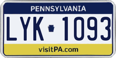 PA license plate LYK1093