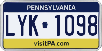 PA license plate LYK1098