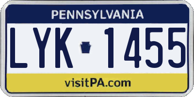 PA license plate LYK1455