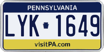 PA license plate LYK1649