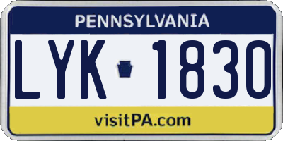PA license plate LYK1830