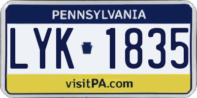 PA license plate LYK1835
