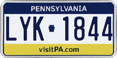 PA license plate LYK1844