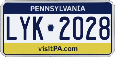 PA license plate LYK2028