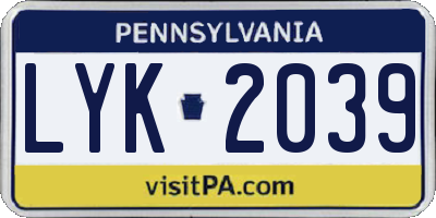 PA license plate LYK2039