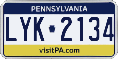PA license plate LYK2134