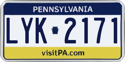 PA license plate LYK2171