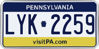 PA license plate LYK2259