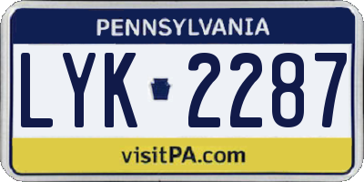 PA license plate LYK2287