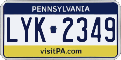PA license plate LYK2349