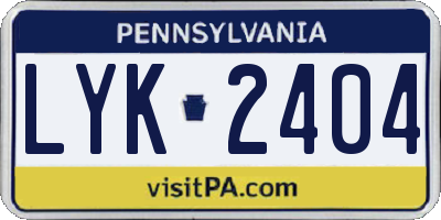 PA license plate LYK2404
