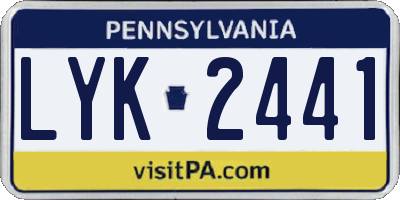 PA license plate LYK2441