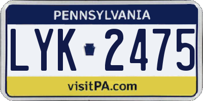 PA license plate LYK2475
