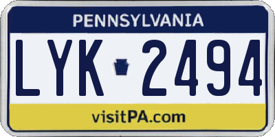 PA license plate LYK2494