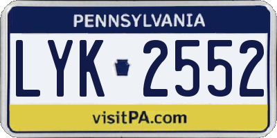 PA license plate LYK2552