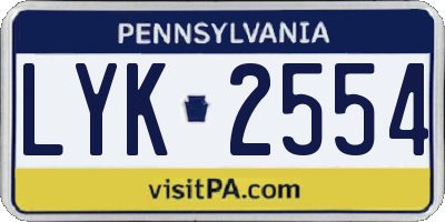 PA license plate LYK2554