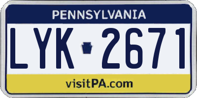 PA license plate LYK2671