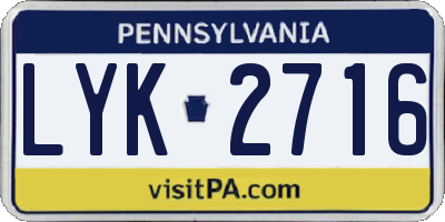 PA license plate LYK2716