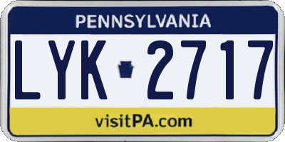 PA license plate LYK2717