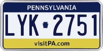 PA license plate LYK2751