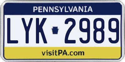 PA license plate LYK2989
