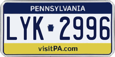 PA license plate LYK2996