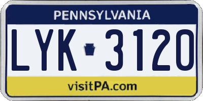 PA license plate LYK3120