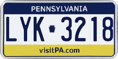 PA license plate LYK3218