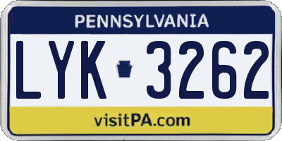 PA license plate LYK3262