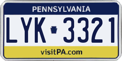 PA license plate LYK3321