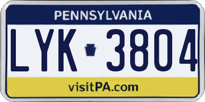 PA license plate LYK3804