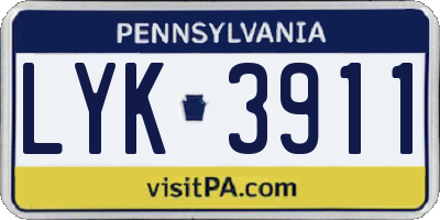 PA license plate LYK3911