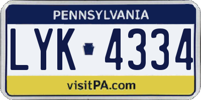 PA license plate LYK4334