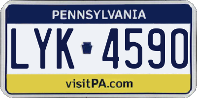 PA license plate LYK4590