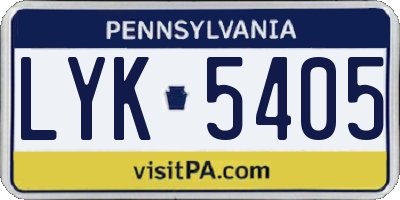 PA license plate LYK5405