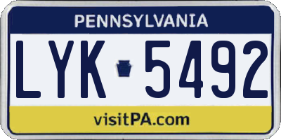 PA license plate LYK5492