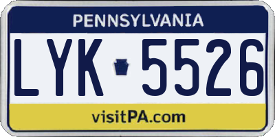 PA license plate LYK5526