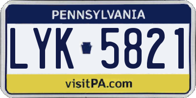 PA license plate LYK5821