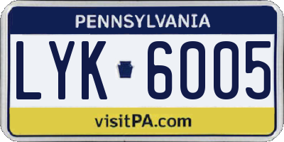 PA license plate LYK6005