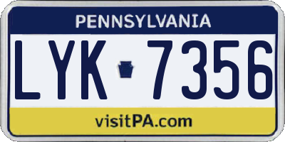 PA license plate LYK7356