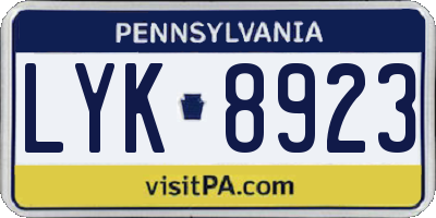 PA license plate LYK8923